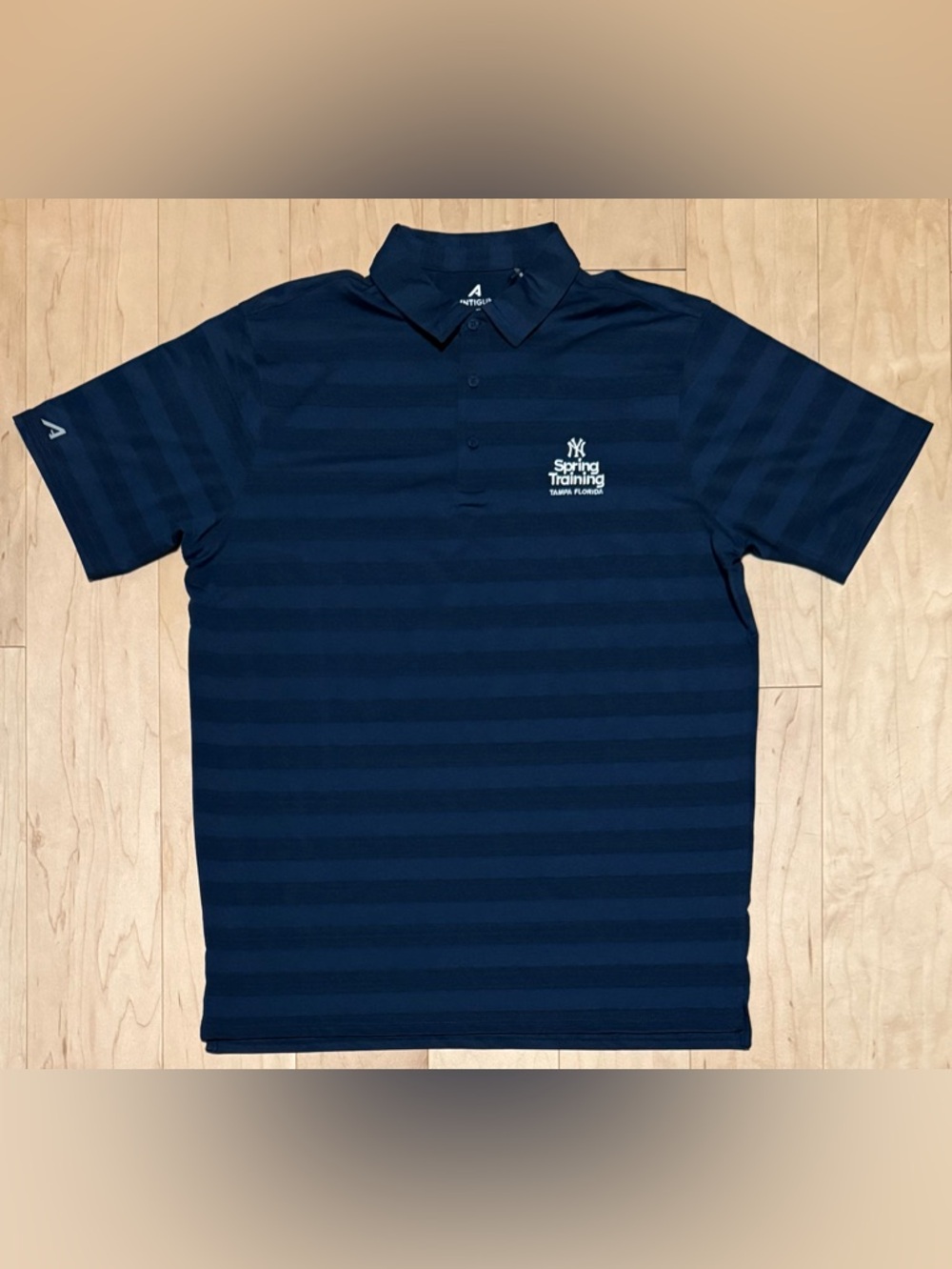 NWT New York NY Yankees Spring Training Performance Polo Blue Striped Men's M